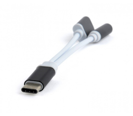 Переходник USB Type-C/Jack3.5F+Type-C(F), Cablexpert, 0.15м, черный CCA-UC3.5F-02