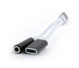 Переходник USB Type-C/Jack3.5F+Type-C(F), Cablexpert, 0.15м, черный CCA-UC3.5F-02