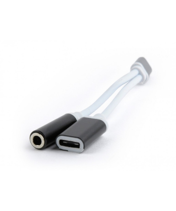 Переходник USB Type-C/Jack3.5F+Type-C(F), Cablexpert, 0.15м, черный CCA-UC3.5F-02