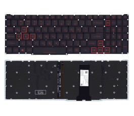 Клавиатура для ноутбука Acer Nitro AN515-54, AN715-51 черная с красными символами и подсветкой
