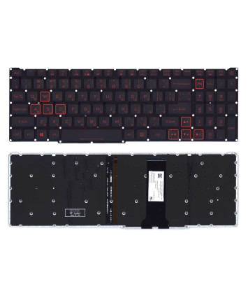 Клавиатура для ноутбука Acer Nitro AN515-54, AN715-51 черная с красными символами и подсветкой