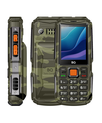 Мобильный телефон BQ-2430L Tank Connect, камуфляжный/серый