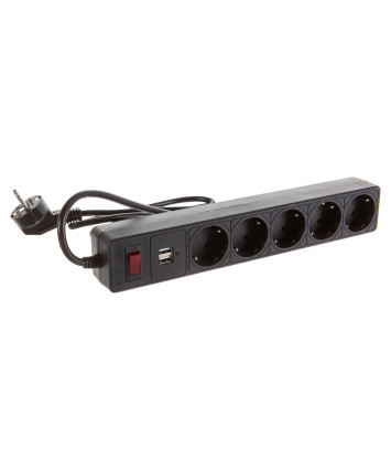 Сетевой фильтр Smartbuy (SBSP-18U-K), 5 розеток, USB разъем, 1.8м, черный