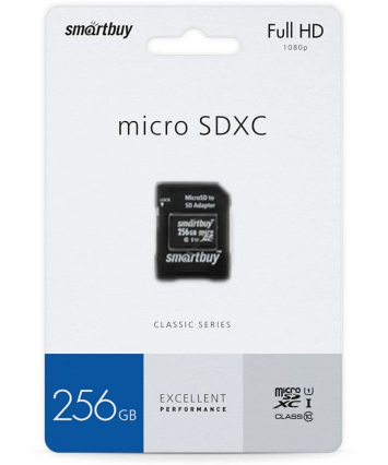 Карта памяти MicroSDXC UHS-III Card 256Gb Smartbuy (c адаптером)