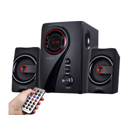 Акустика 2.1 Ginzzu GM-406, 40W, BT,USB,SD,FM,ДУ, черный/красный