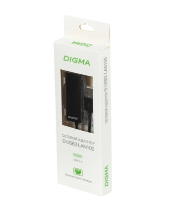 Проводной сетевой USB LAN адаптер Digma D-USB2-LAN100, RJ45 100Mbps USB 2.0