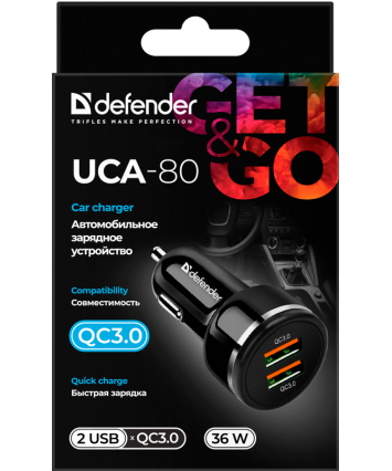 Автомобильное ЗУ DEFENDER UCA-80 (2 USB, 36W)