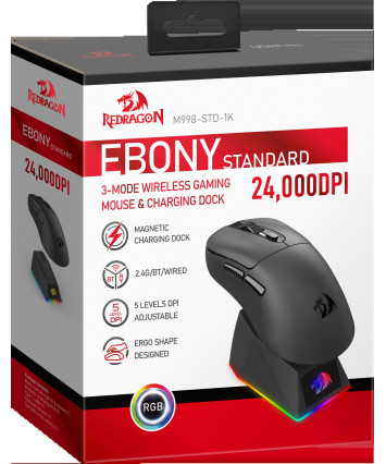 Мышь беспроводная игровая Redragon Ebony Standard, BT+2.4G, черный Мышь беспроводная игровая Redragon Ebony Standard, BT+2.4G, черный