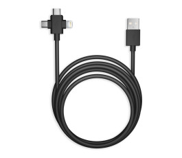 Кабель 3 в 1, USB - microUSB+Type-C+Lightning, Smartbuy THE X, 1м, черный