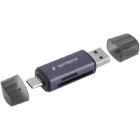 Картридер внешний OTG Gembird FD2-MSD-6 (SD, TF (MicroSD)), Type-C/USB, алюминий