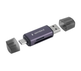 Картридер внешний OTG Gembird FD2-MSD-6 (SD, TF (MicroSD)), Type-C/USB, алюминий