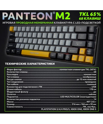 Клавиатура игровая с подсветкой PANTEON M2 USB, черная