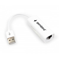Проводной сетевой USB LAN адаптер Gembird NIC-U4, RJ45 10/100Mbps, USB 2.0, белый