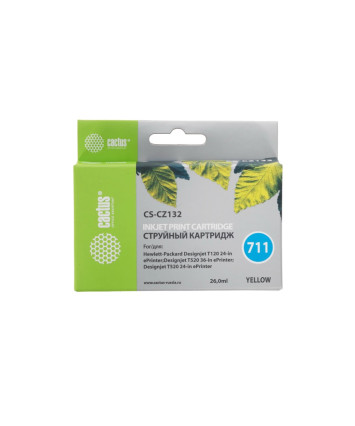 Картридж струйный Cactus CS-CZ132 №711 26мл, желтый