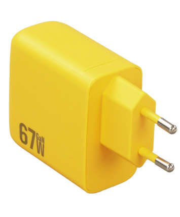 Универсальное СЗУ ECOVINKA GAN-67UE (67Вт, 1 USB, 2 Type-C, 3А), QC4.0/PD3.0, желтый