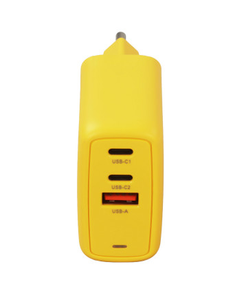 Универсальное СЗУ ECOVINKA GAN-67UE (67Вт, 1 USB, 2 Type-C, 3А), QC4.0/PD3.0, желтый