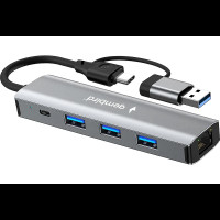 Док-станция Gembird UHB-D7 (3xUSB 3.1, Type-C, RJ45,), Type-C + USB