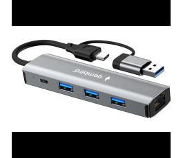 Док-станция Gembird UHB-D7 (3xUSB 3.1, Type-C, RJ45,), Type-C + USB