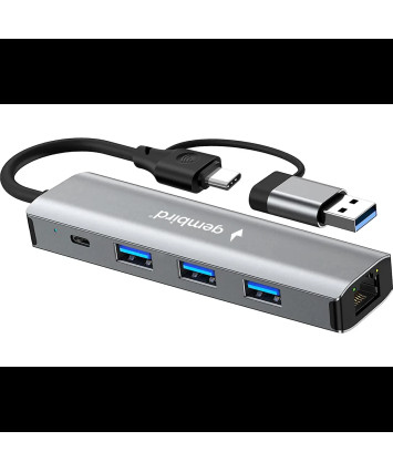 Док-станция Gembird UHB-D7 (3xUSB 3.1, Type-C, RJ45,), Type-C + USB