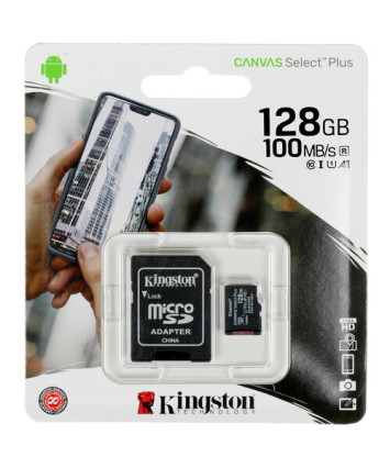 Карта памяти MicroSDXC UHS-I Card 128Gb Kingston Canvas Select Plus Class 10 (с адаптером)