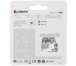 Карта памяти MicroSDXC UHS-I Card 128Gb Kingston Canvas Select Plus Class 10 (с адаптером)
