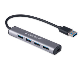 USB-концентратор Gembird UHB-C484 (4 порта USB 3.1) с доп. питанием (Type-C), кабель USB