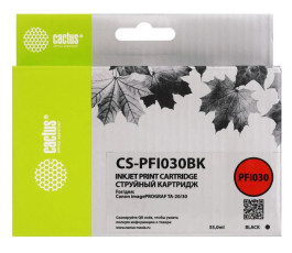 Картридж совместимый Cactus CS-PFI030BK для Canon imagePROGRAF TA-20/30 с чипом, 55мл, черный