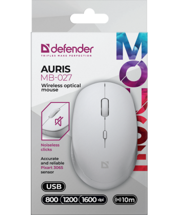 Мышь беспроводная Defender Auris MB-027, белый