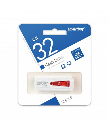 Флеш накопитель 32Gb USB 3.0 SmartBuy IRON White/Red  (SB32GBIR-W3)