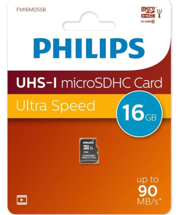 Карта памяти MicroSDHC UHS-I Card 16Gb Philips (FM16MD55B/97)