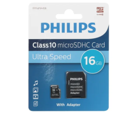 Карта памяти MicroSDHC 16Gb  PHILIPS class 10