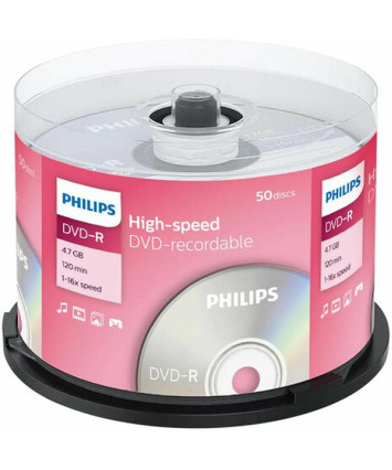 Оптический диск DVD-R Philips 4.7 Gb, 16х,  Cake Box (50шт)