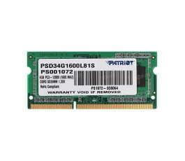 Модуль памяти SODIMM 4Gb DDR3L 1600MHz Patriot PC12800 (PSD34G1600L81S)