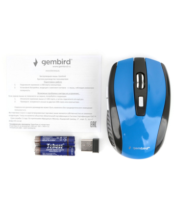 Мышь беспроводная Gembird MUSW-330-1, синий, USB