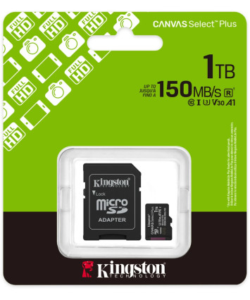 Карта памяти MicroSDXC UHS-I Card 1Tb Kingston Canvas Select Plus Class 10 SDCS3/1TB (с адаптером)