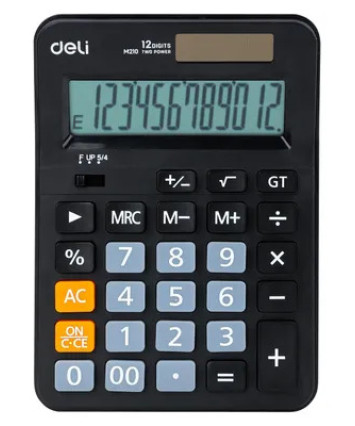 Калькулятор Deli EM210 черный 12-разр.