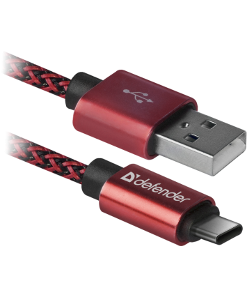 Кабель Type-C Defender USB09-03T PRO красный, 1м, 2.1A