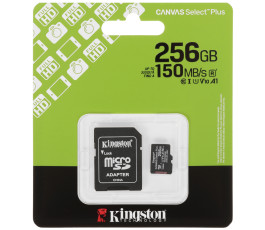 Карта памяти MicroSDXC UHS-I Card 256Gb Kingston Canvas Select Plus Class 10 SDCS3/256 (с адаптером)