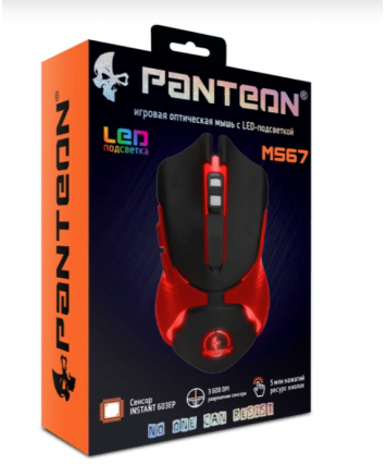 Мышь игровая PANTEON MS67, черно-красная, USB