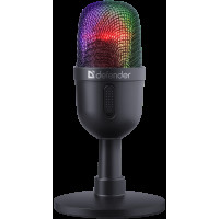 Игровой стрим микрофон Defender Forte GMC 350 USB, RGB, провод 2 м