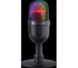 Игровой стрим микрофон Defender Forte GMC 350 USB, RGB, провод 2 м