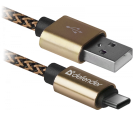 Кабель Type-C Defender USB09-03T PRO золотой, 1м, 2.1A