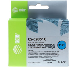 Картридж совместимый Cactus CS-C9351C, №21XL, черный 20 мл