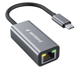 Проводной сетевой Type-C LAN адаптер Gembird NIC-U8, RJ45 100/1000Mbps, USB 3.0, алюминий