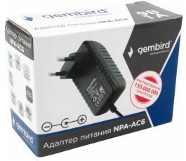 Адаптер питания Gembird NPA-AC6, 9В/1А, 1 штекер 5,5х2,5мм