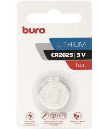 Батарейка Buro Lithium CR2025 3V 1шт Батарейка Buro Lithium CR2025 3V 1шт