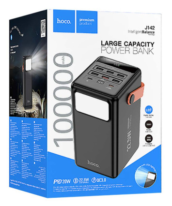 Портативный аккумулятор Hoco J142 Surpass Li-ion, 100000mAh, 3A, черный
