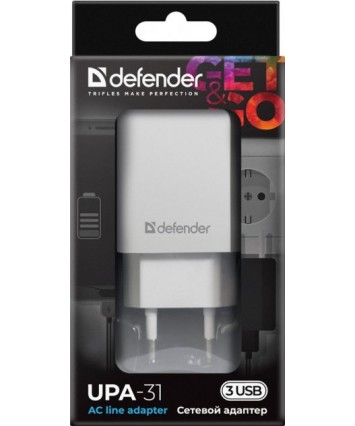 Сетевое ЗУ DEFENDER UPA-31 (3 USB, 3.1А), белый