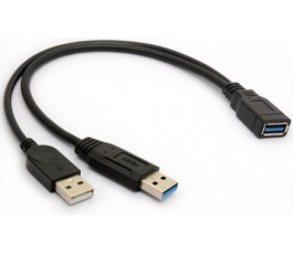 Кабель с питанием AM + AM / AF, 0.3m, USB 3.0, KS-is KS-447