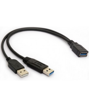 Кабель с питанием AM + AM / AF, 0.3m, USB 3.0, KS-is KS-447